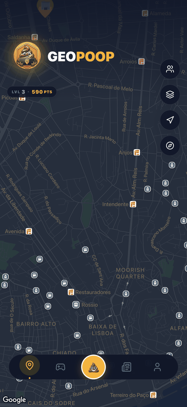 Geopoop Real Map Screen